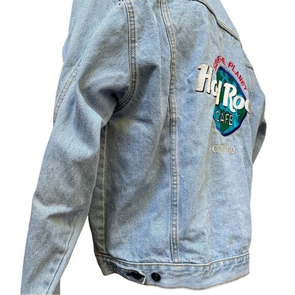 Vtg 1990's Hard Rock Cafe CHICAGO Save the Planet Denim Jacket size XL XLarge - Picture 6 of 15